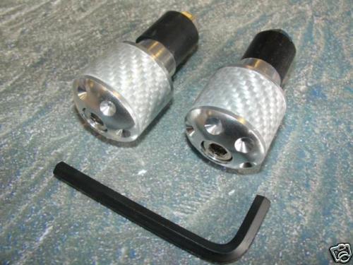 High Quality Bar End Weights Silver Carbon Fibre
