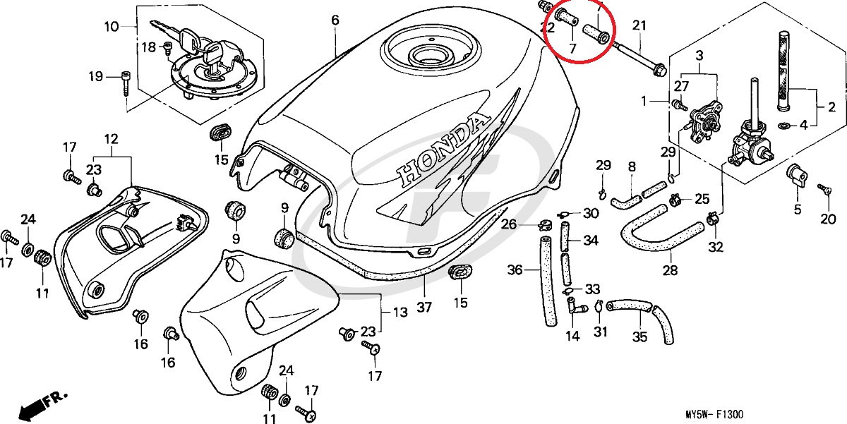Genuine Honda CB500 94-03 Petrol Fuel Tank Pivot Cushion Rubbers Pair 17506-MB1-000 