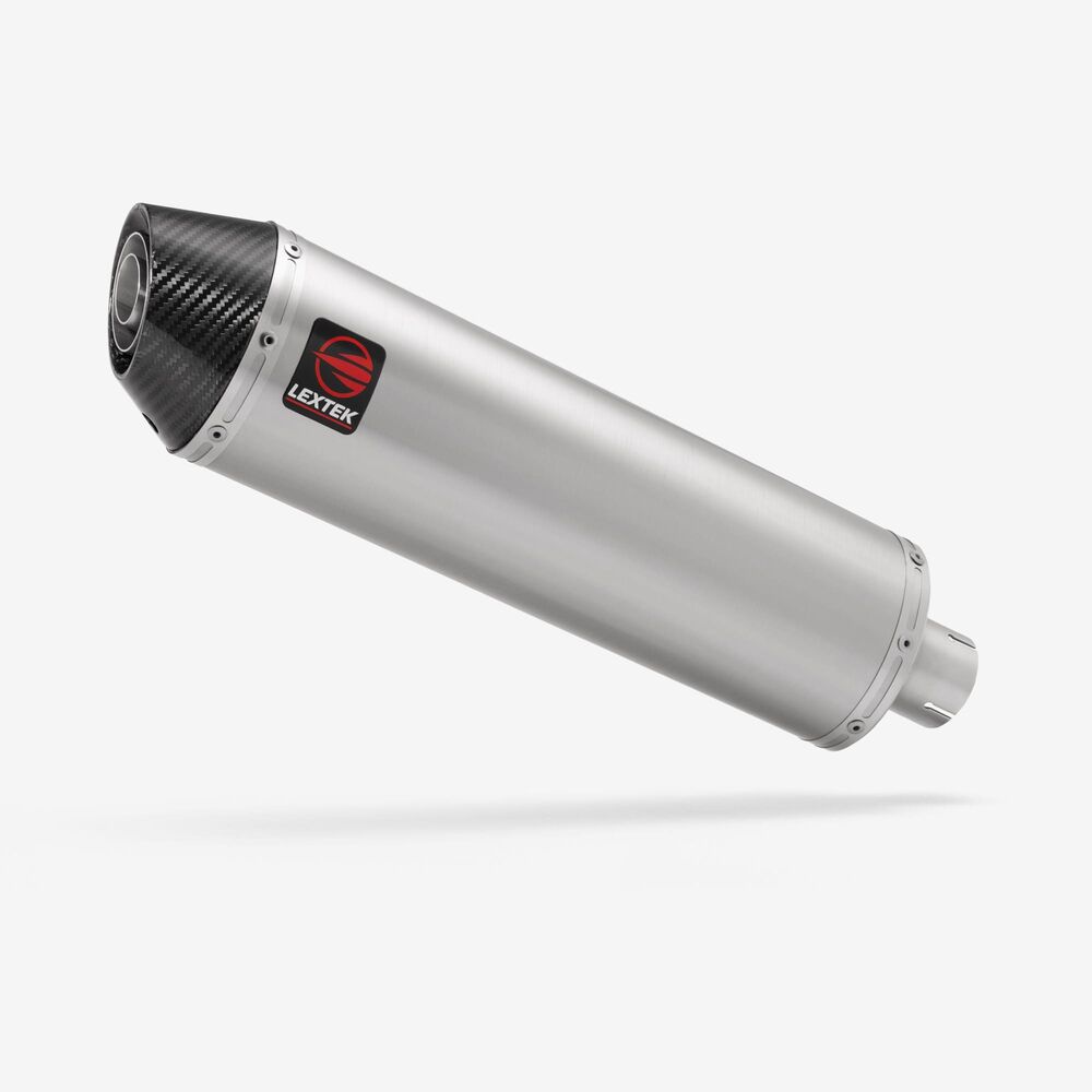 LEXTEK RP1 Matt Stainless & Carbon Tip 51mm Slip On End Can Exhaust Silencer Right Hand Exit 