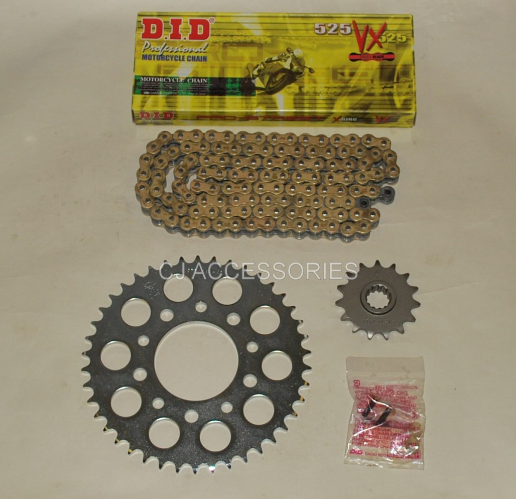 Honda CB500 94-03 DID Gold Chain With Rear Silver JT 40t, 41t or 42t Sprocket, JT 15t Front Sprocket Kit Race Track Bike