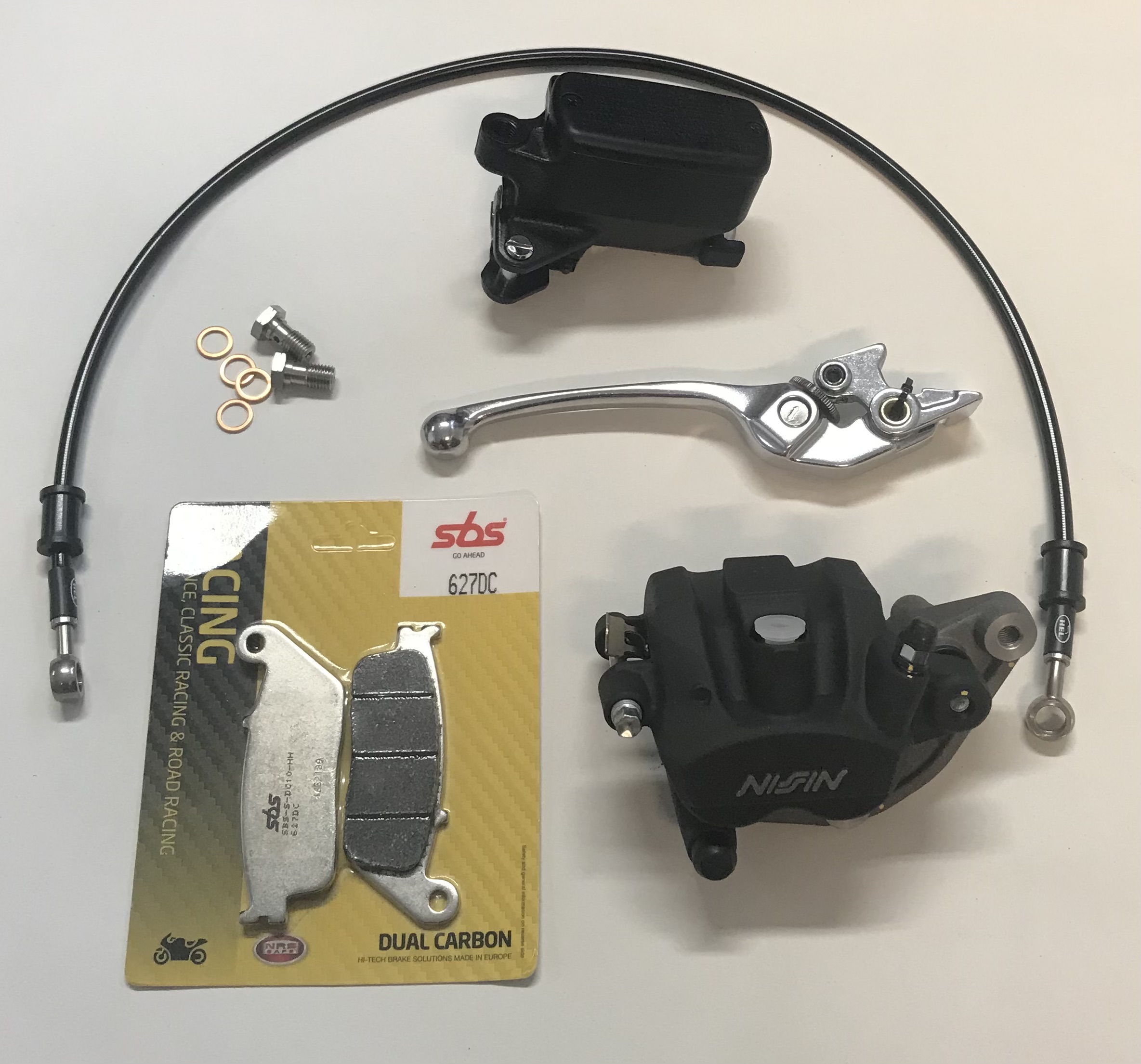 GENUINE Honda Nissin Master Cylinder Lever & Caliper Kit With Pads & Hel Brake Line For Honda CB500 94-03  