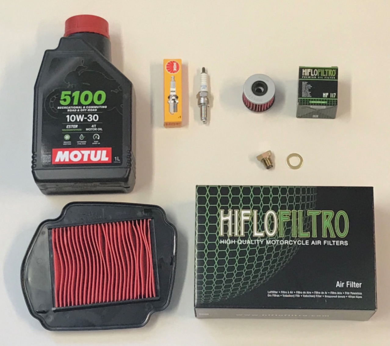 Honda MSX125 21-26 Service Kit Motul Oil HiFlo Air & Oil Filter Spark Plug Sump Bolt  