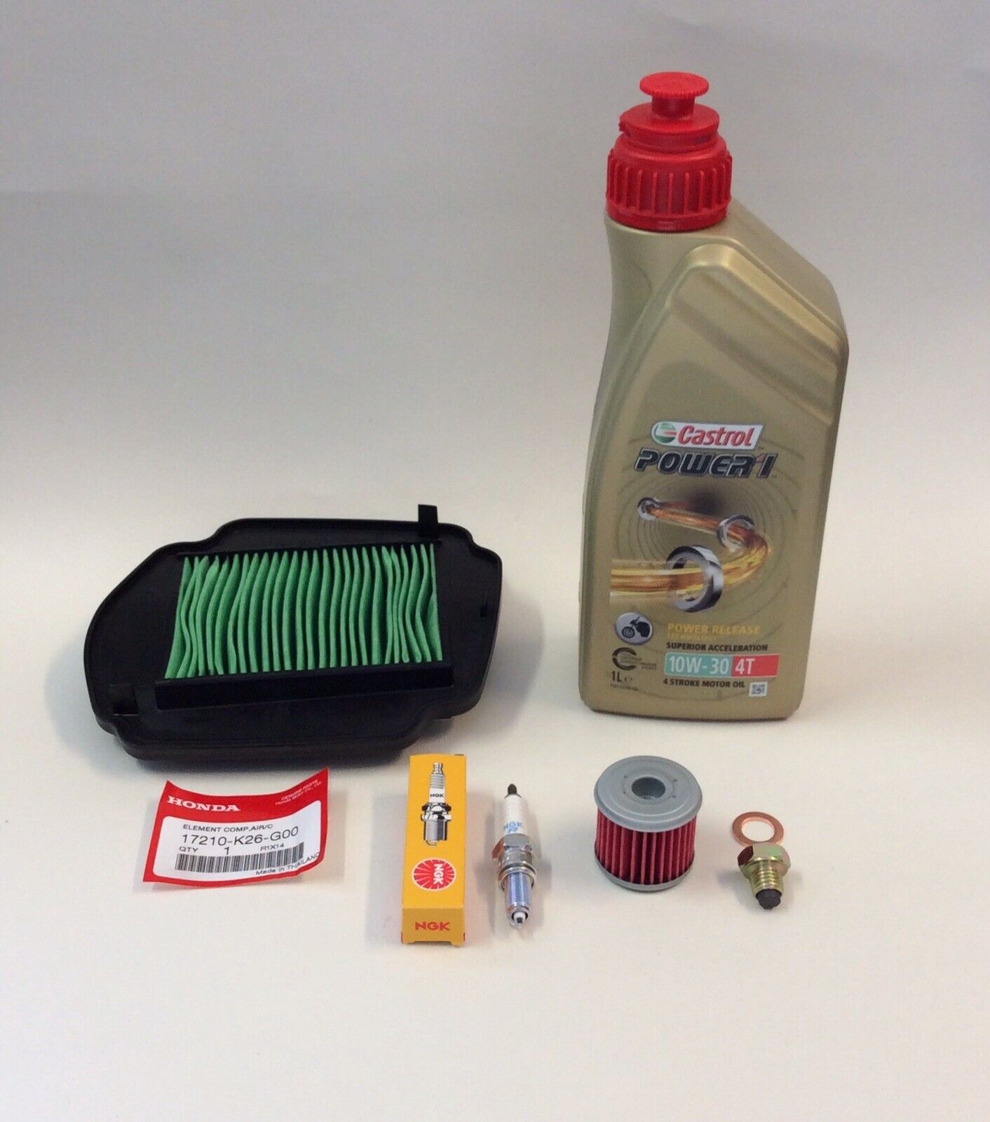 Honda MSX125 21-25 Service Kit Castrol Oil Air Filter Spark Plug Sump Bolt