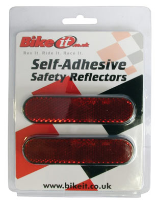 Pack of 2 Self Adhesive Safety Reflectors - Red or Amber  