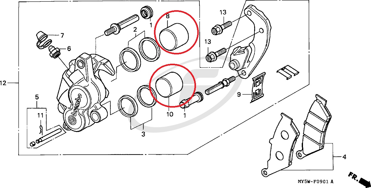 Honda CB500 1996-2003 Brembo Front Brake Caliper Pistons Pair GENUINE HONDA PARTS