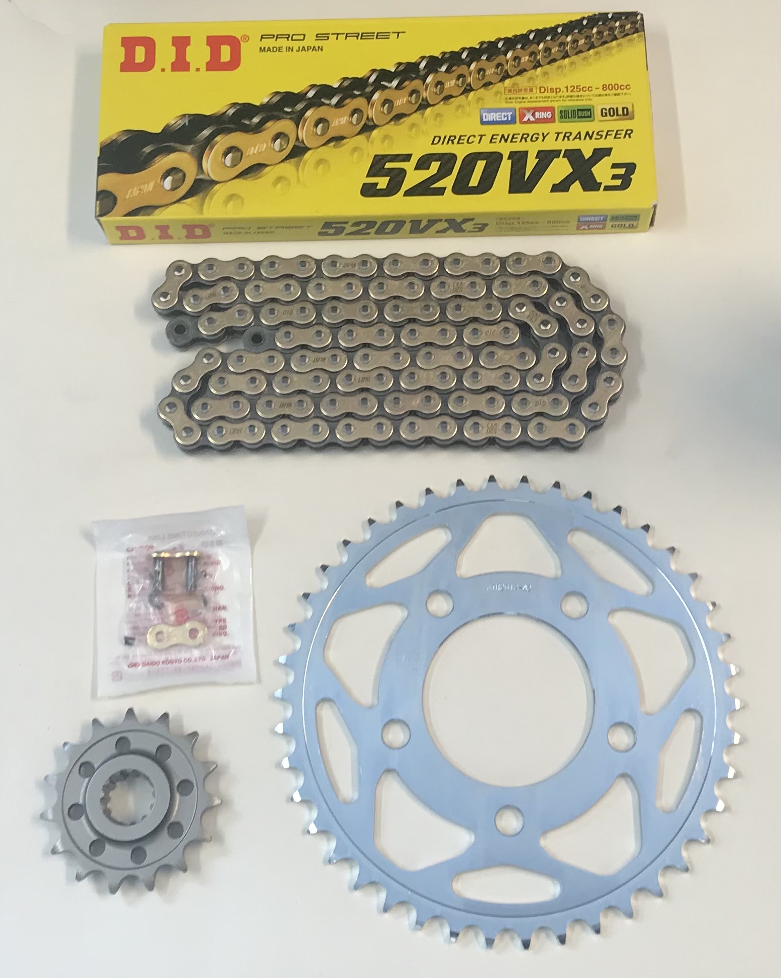 Honda CB500 94-03 520 Conversion DID Gold Chain & 42 Tooth JT Sprocket Kit Race Track Bike