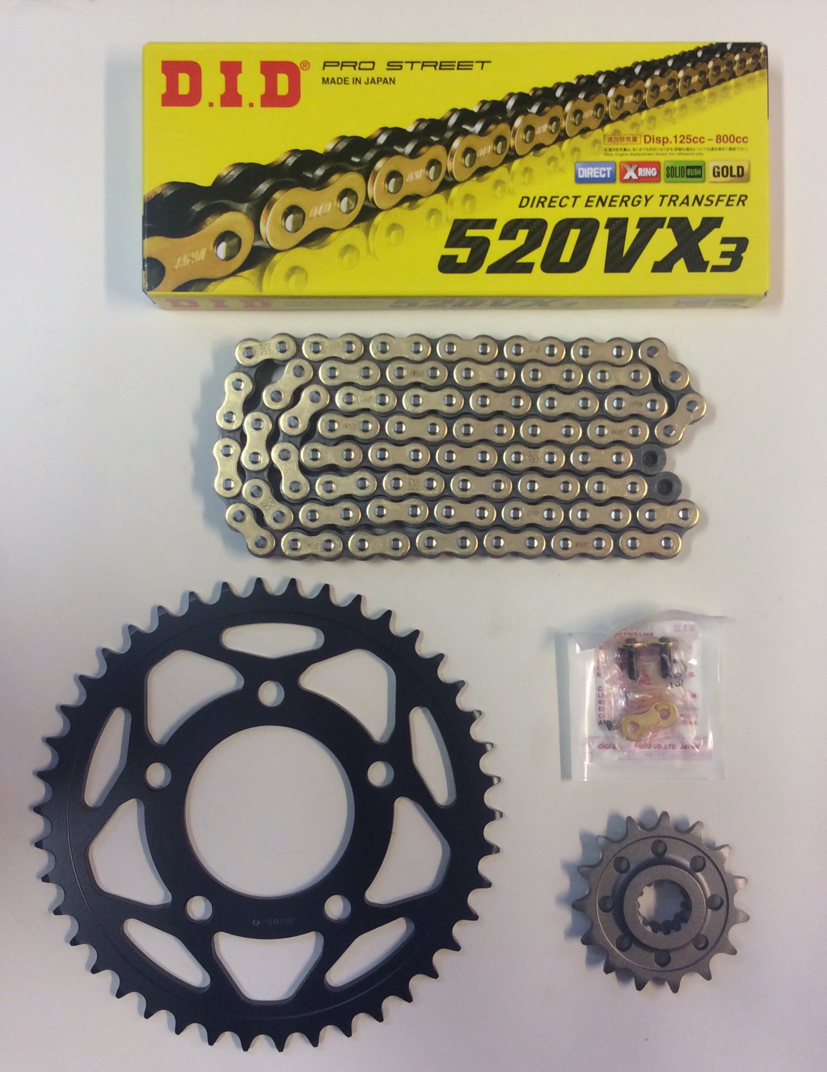 Honda CB500 94-03 520 Conversion DID Gold Chain & 42 Tooth JT Sprocket Kit Race Track Bike