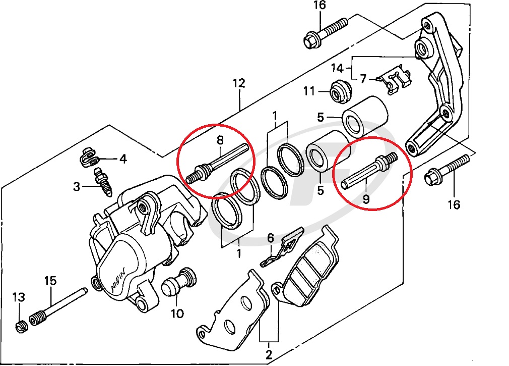 CB500 Brake Caliper Slider Pins for Nissin Caliper Only