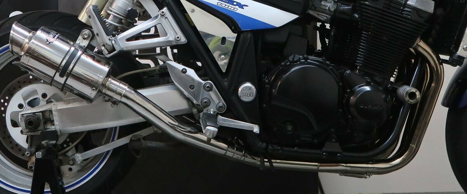 Stainless Steel 4-2 Twin Full Exhaust System Stubby Cans fits GSX1400 01-04