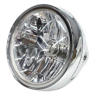 Universal Chrome 7" Motorcycle Headlight Headlamp Unit - Metal Body E-Marked
