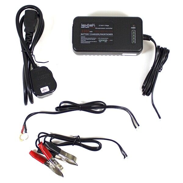 Lextek Battery Charger 12v Optimiser & Maintainer Motorcycle Scooter Motorbike
