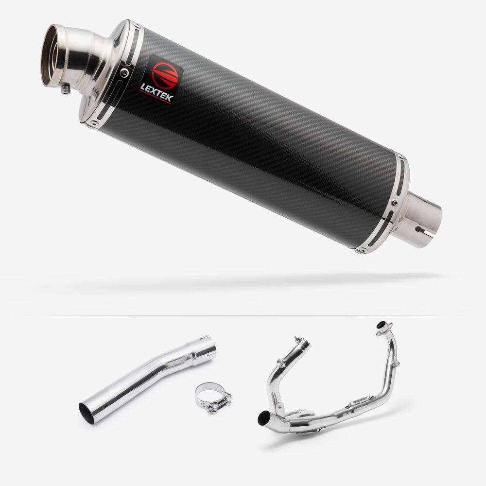 Lextek Stainless Steel Exhaust System With Carbon Fibre Road Legal End Can Suzuki SV650 2003-2015 