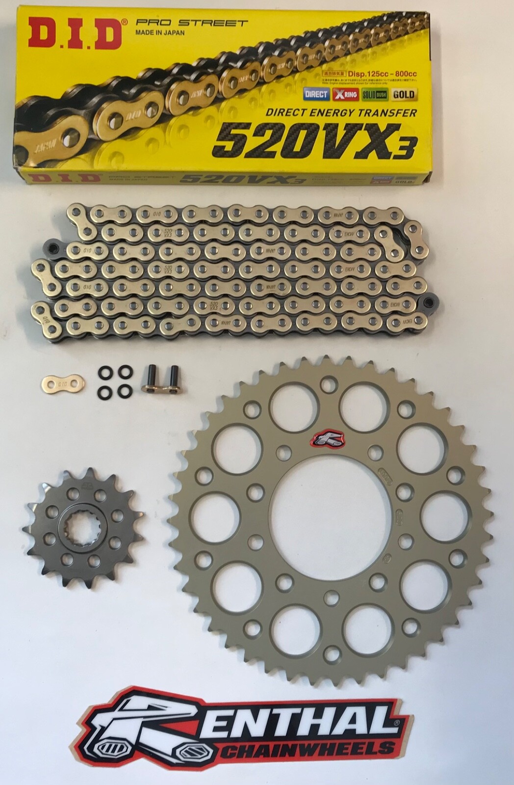 DID Gold Race 520 Pitch Chain Renthal Sprocket Kit for Triumph Street Triple 675 08-17 765 17-21 Daytona 06-17
