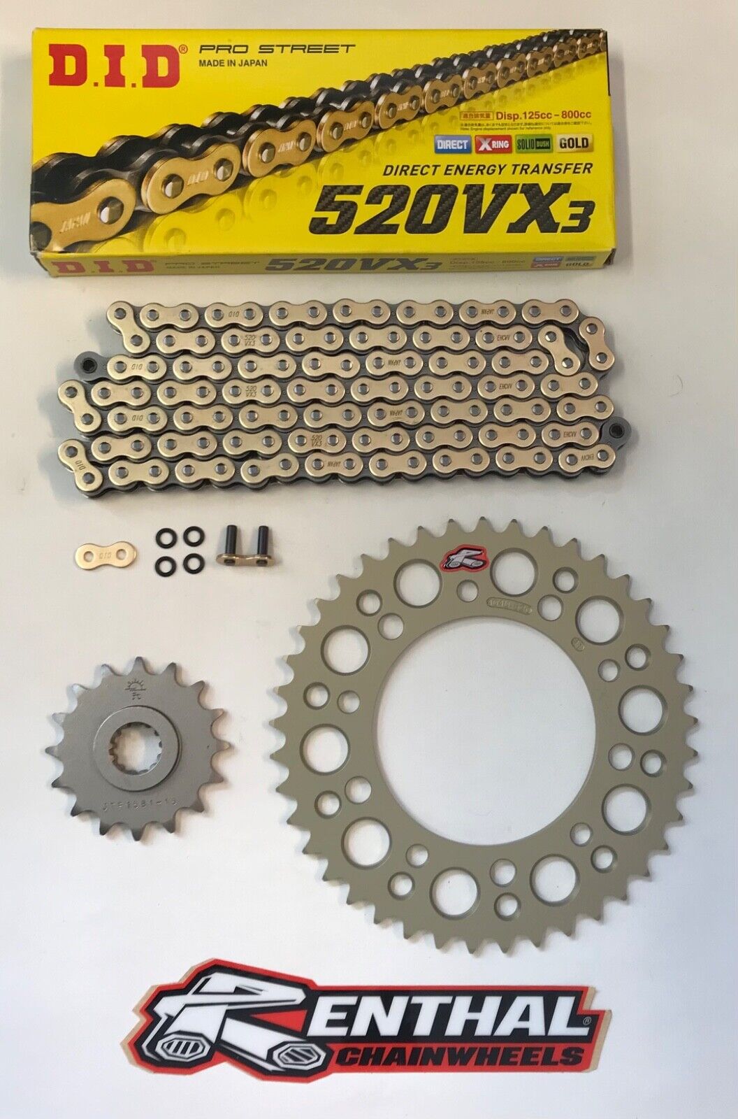 DID Gold Race 520 Pitch Chain Renthal Sprocket Kit for Yamaha YZF-R6 03-22
