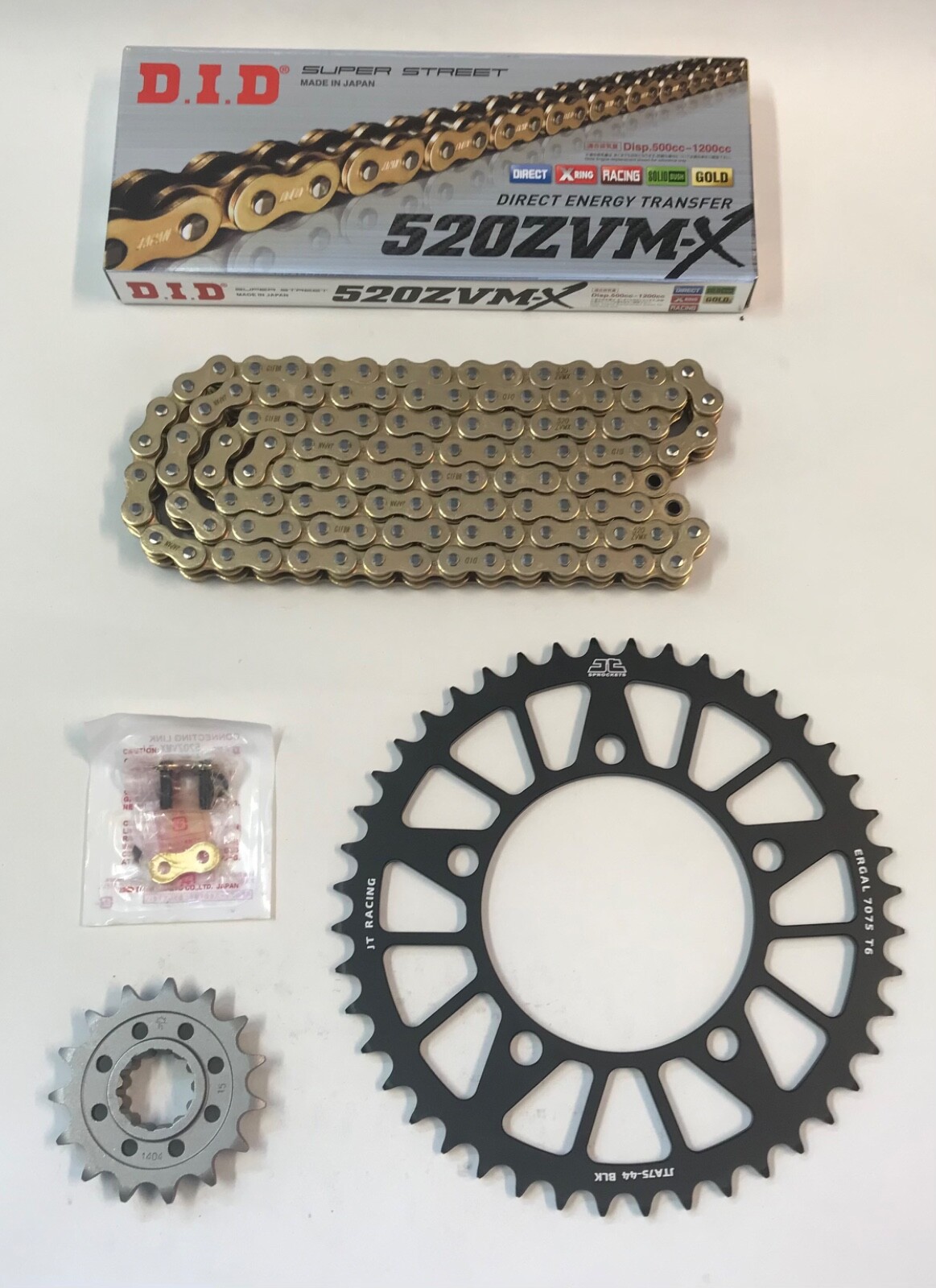 DID Gold 520 Pitch Chain & BLACK JT Sprocket Conversion Kit BMW S1000RR 10-20 Race & Track Bikes 