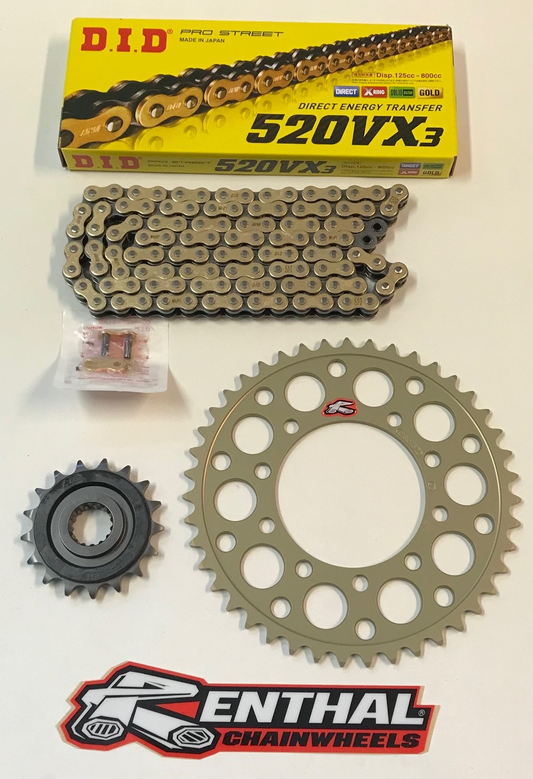 DID Gold Race 520 Pitch Chain Renthal Sprocket Kit for Aprilia RS660 20-24 