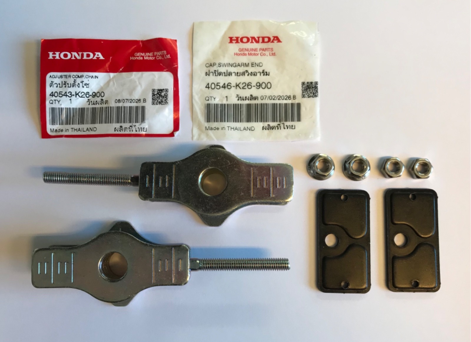 GENUINE Honda MSX125 Grom 13-20 Final Drive Chain Adjusters With Nuts & Caps