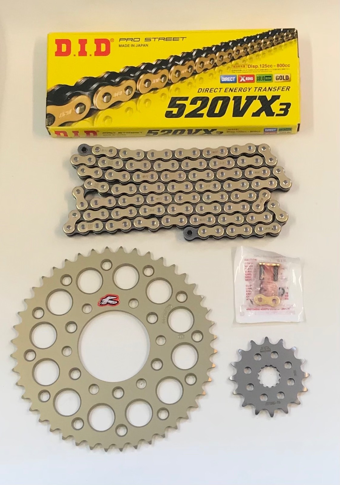 DID Gold Race 520 Pitch Chain Renthal Sprocket Kit for Kawasaki ER6-F 06-17 ER-6N 05-17