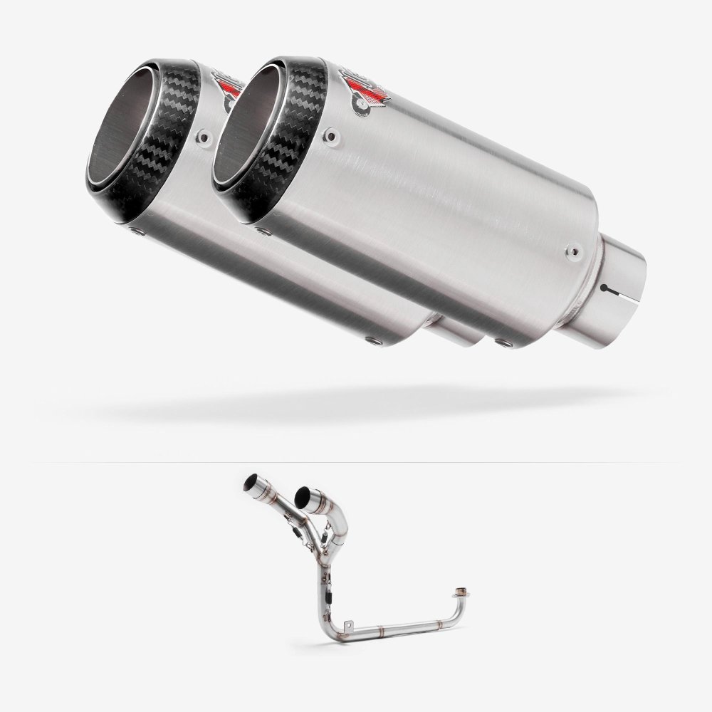 Honda MSX125 Grom 13-15 Twin Exhaust System Stainless & Carbon Tip End Cans