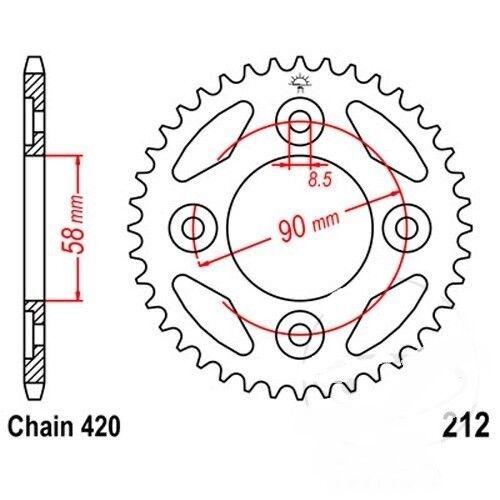212 Rear 420 JT Sprocket Honda MSX125 Grom 2013-2020 Z125 Monkey ANF125