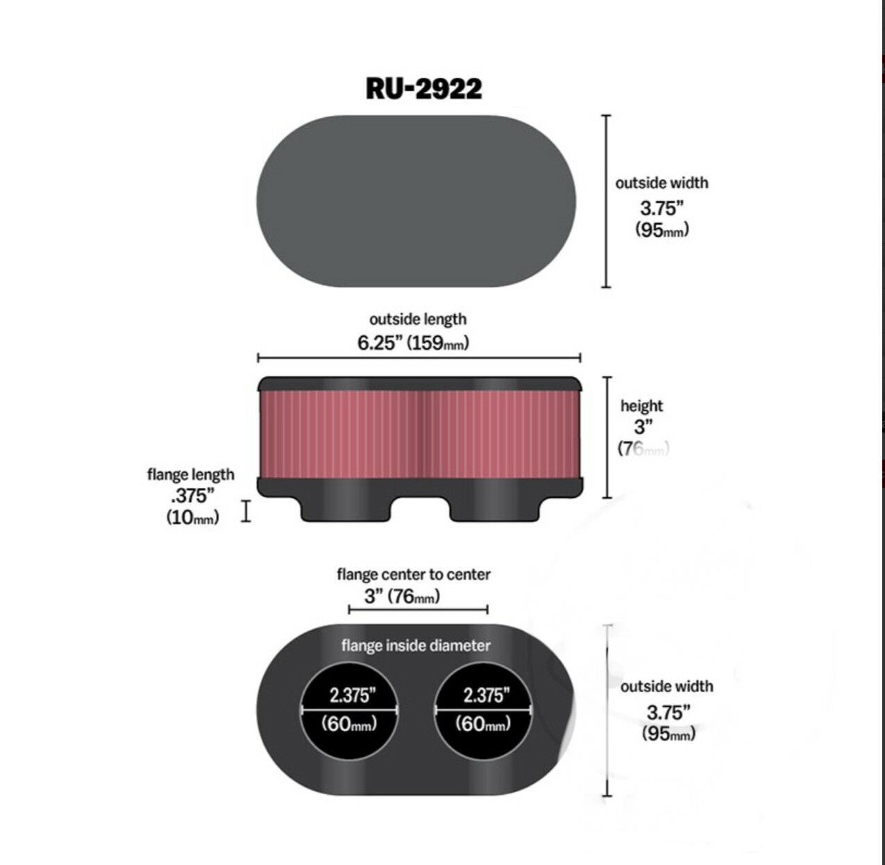 BMC Dual Pod Performance Air Filters FM2922 fits GSF1200 Bandit GSXR1100