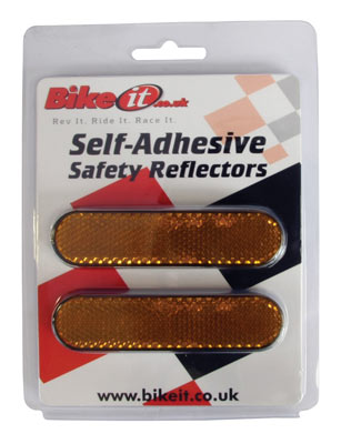 Pack of 2 Self Adhesive Safety Reflectors - Red or Amber  