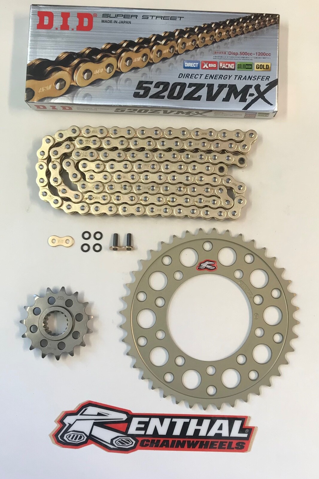 DID Gold 520 Pitch Chain & Renthal Sprocket Conversion Kit Aprilia RSV4 09-24 Race & Track Bikes