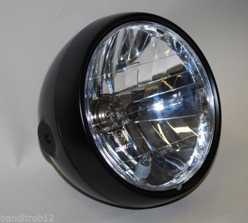 Universal Black 6.5" Motorcycle Headlight  E-Marked RIGHT HAND BEAM Streetfighter Cafe Racer