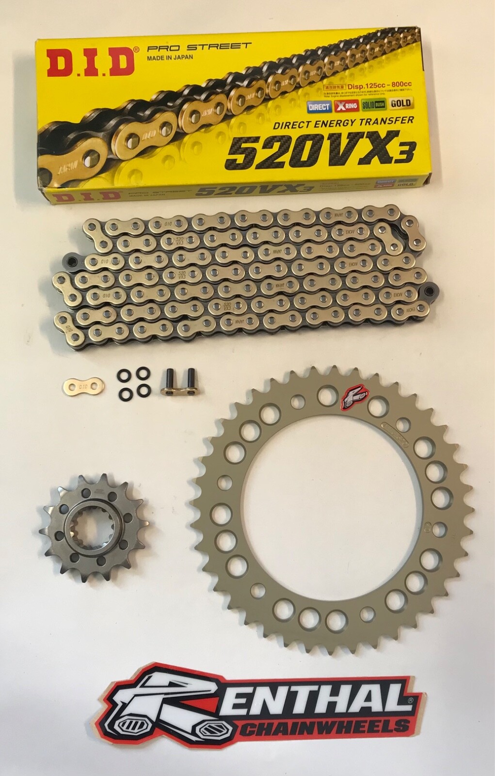 DID Gold 520 Pitch Chain & Renthal Sprocket Conversion Kit Honda CBR600 RR 03-25 Race & Track Bikes