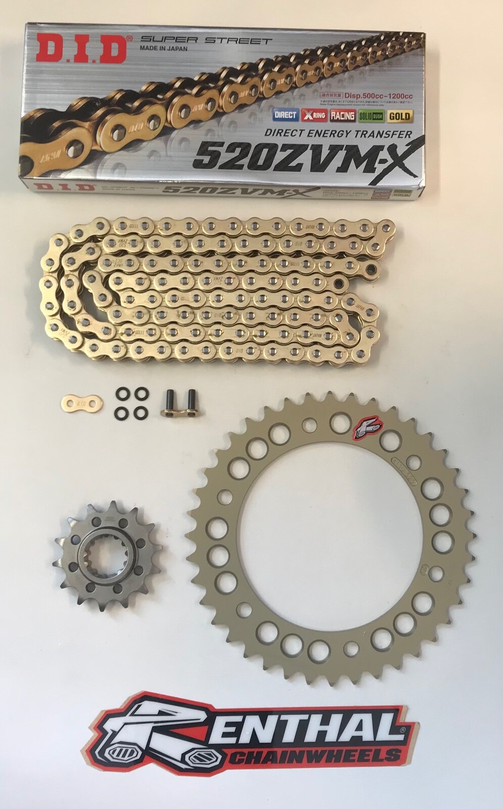 DID Gold 520 Pitch Chain & Renthal Sprocket Conversion Kit Honda CBR1000 RR 04-23 Race & Track Bikes
