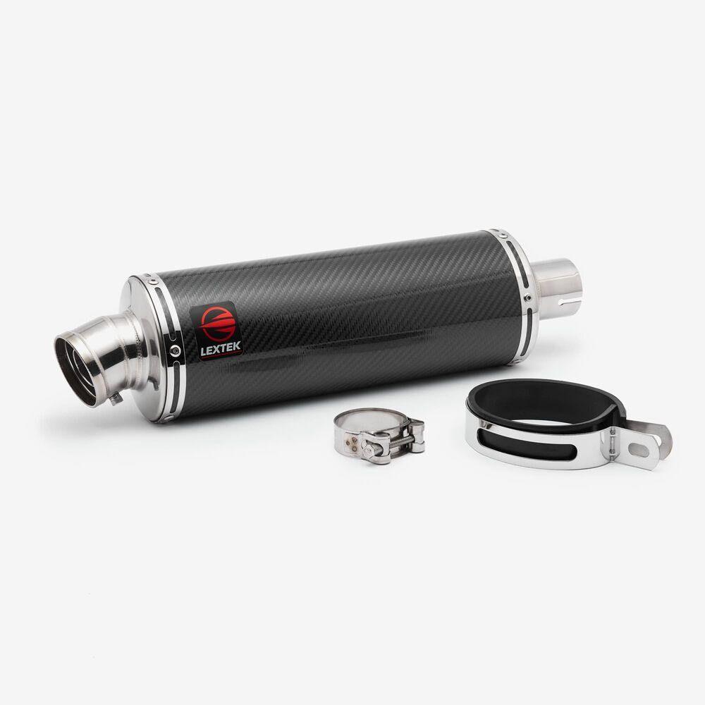 LEXTEK OP8C Matt Carbon Fibre Road Legal 51mm Slip On End Can Exhaust Silencer 