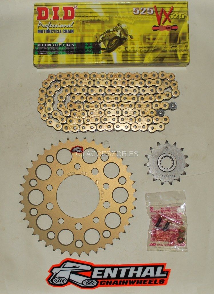 Honda CB500 94-03 DID Gold Chain & 42 Tooth Renthal Sprocket Kit Race Track Bike
