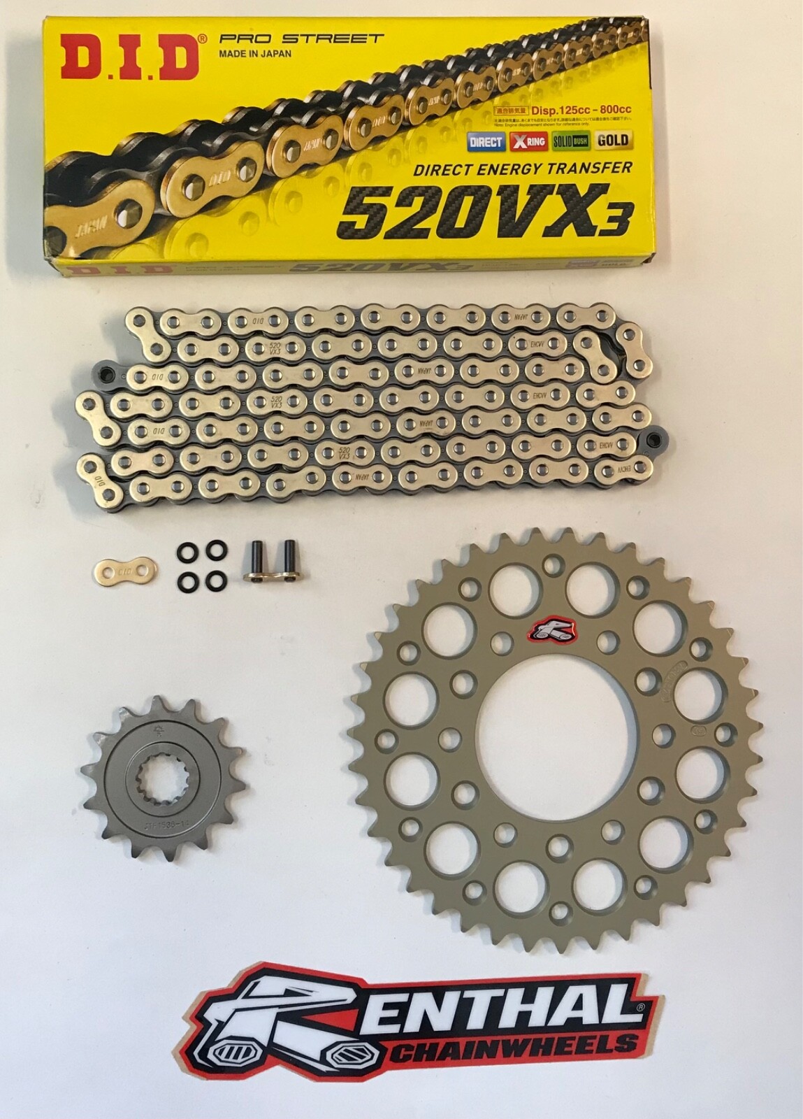 DID Gold Race 520 Pitch Chain Renthal Sprocket Kit for Kawasaki ZX600 ZX636 ZX-6R 07-17