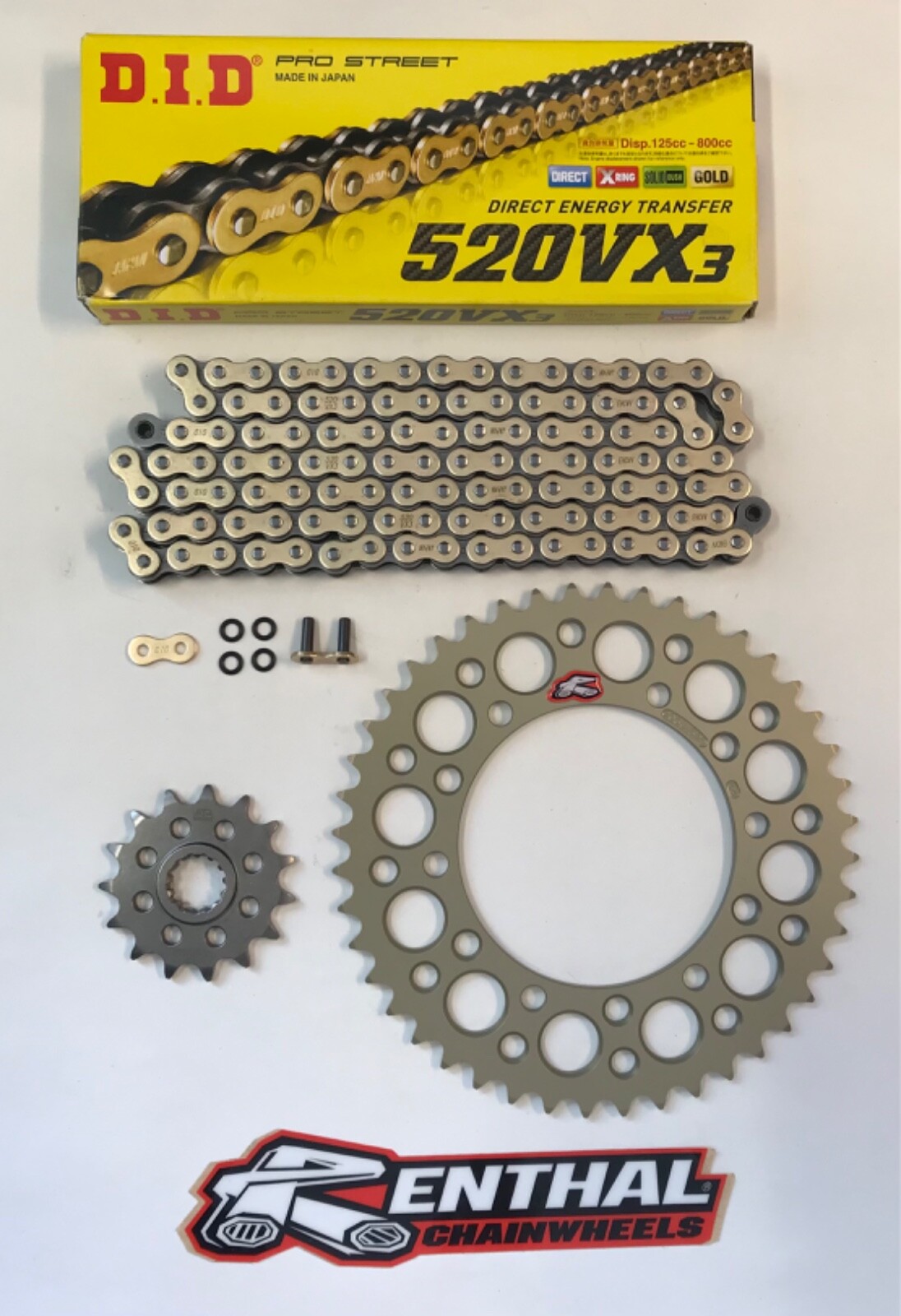 DID Gold Race 520 Pitch Chain Renthal Sprocket Kit for Suzuki GSXR GSX-R600 01-10