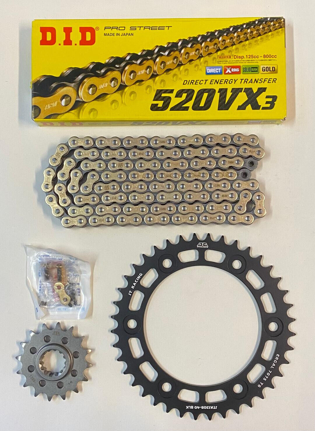 DID Gold 520 Pitch Chain & BLACK JT Sprocket Conversion Kit Honda CBR600 RR 03-25 Race & Track Bikes 