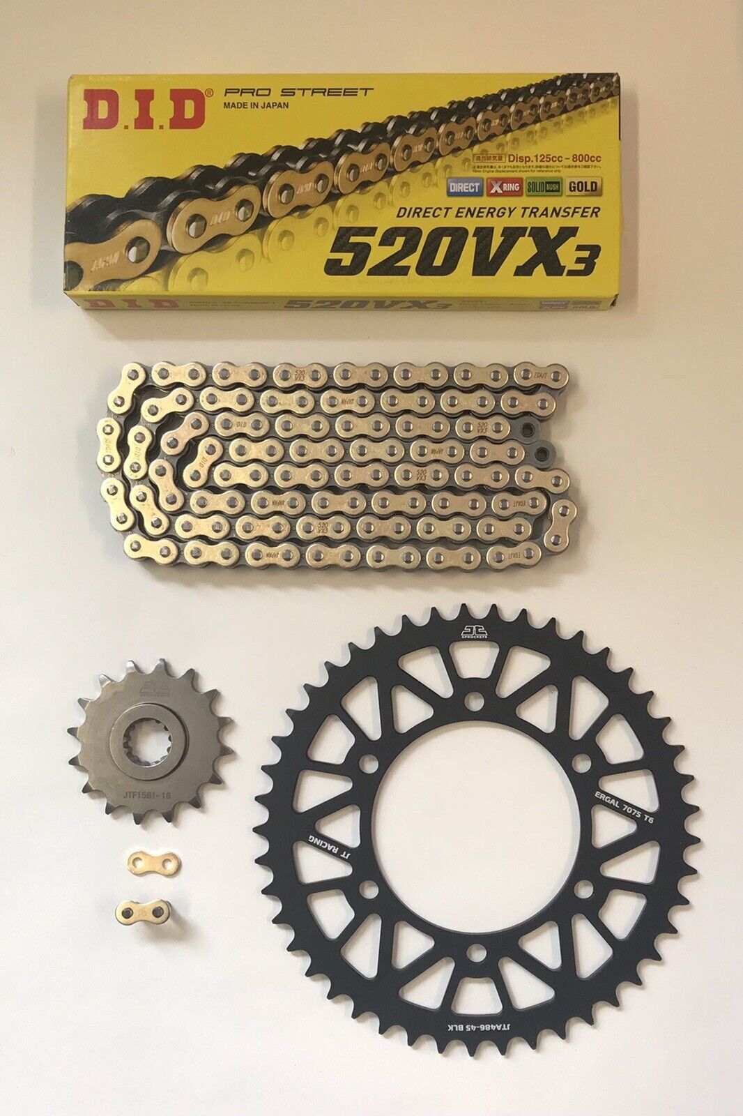 DID Gold Race 520 Pitch Chain BLACK JT Sprocket Kit for Suzuki GSXR GSX-R600 11-17 