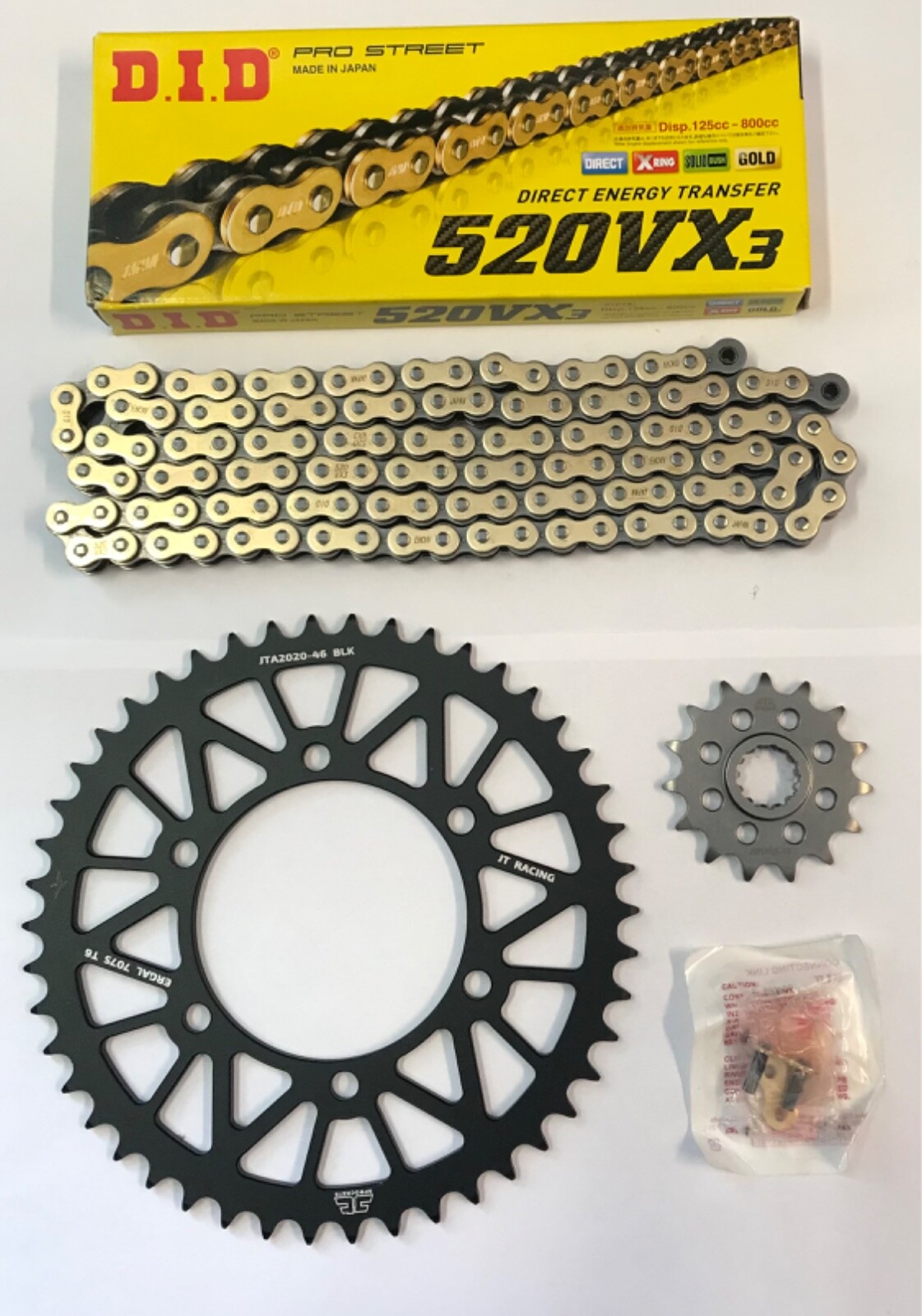 DID Gold Race 520 Pitch Chain BLACK JT Sprocket Kit for Triumph Street Triple 675 08-17 765 17-21 Daytona 06-17 