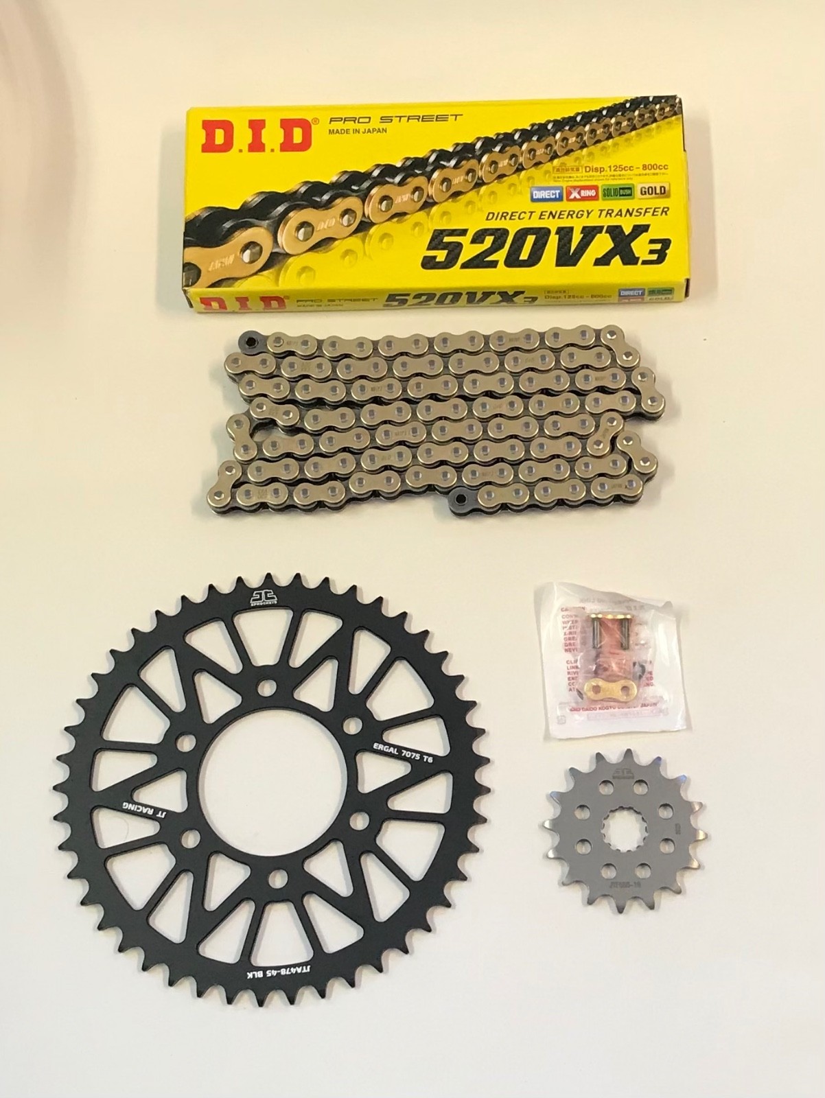 DID Gold Race 520 Pitch Chain JT Sprocket Kit for Kawasaki ER-6F 06-17 and ER-6N 05-17