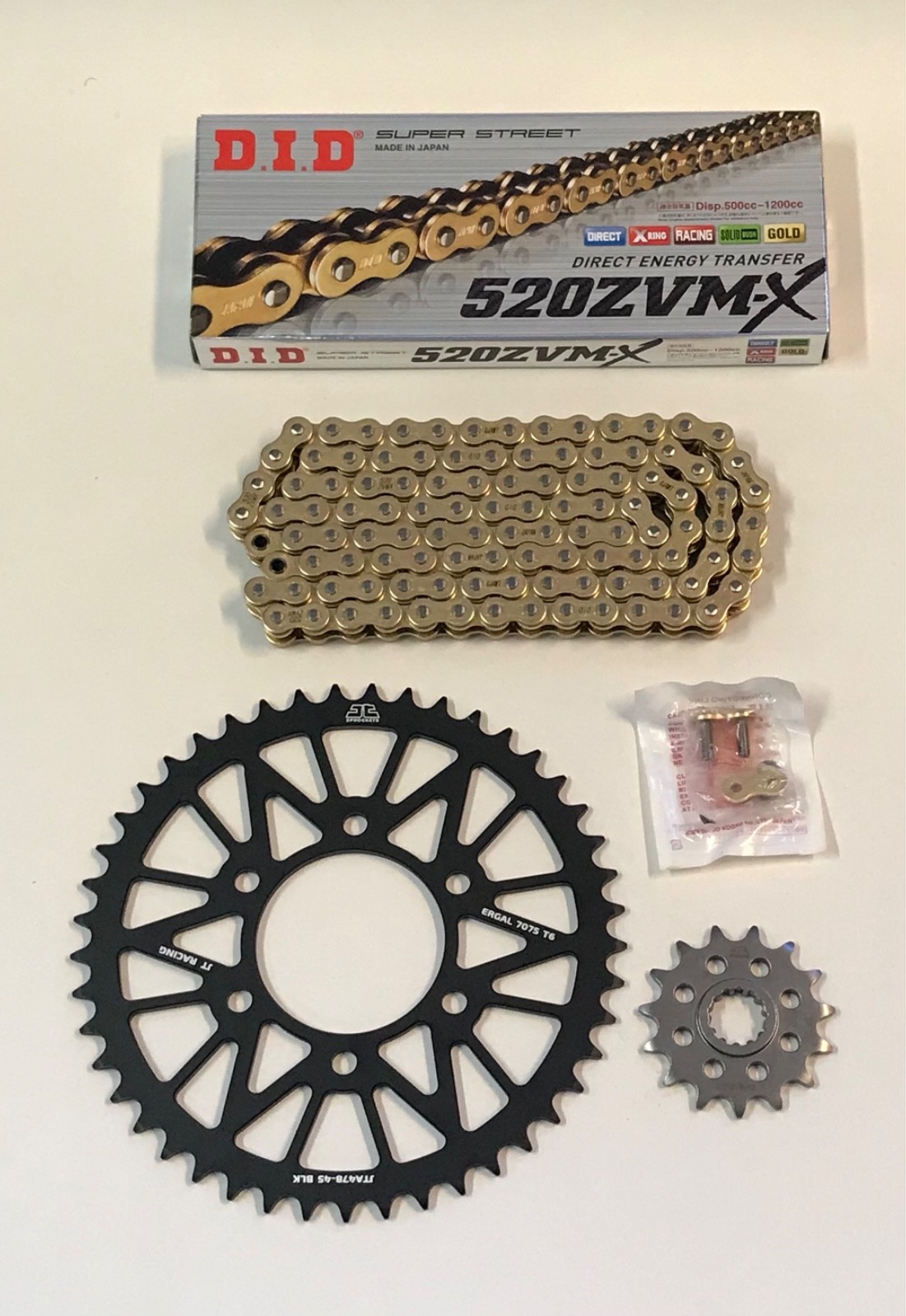 DID Gold 520 Pitch Chain & JT Black Aluminium Sprocket Conversion Kit Kawasaki ZX-10R 04-18 ZX-10RR 19-21 Race & Track Bikes  