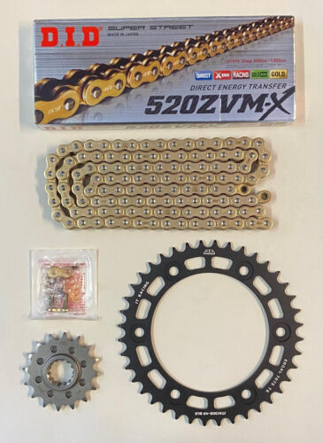 DID Gold 520 Pitch Chain & BLACK JT Sprocket Conversion Kit Honda CBR1000 RR 04-23 Race & Track Bikes 